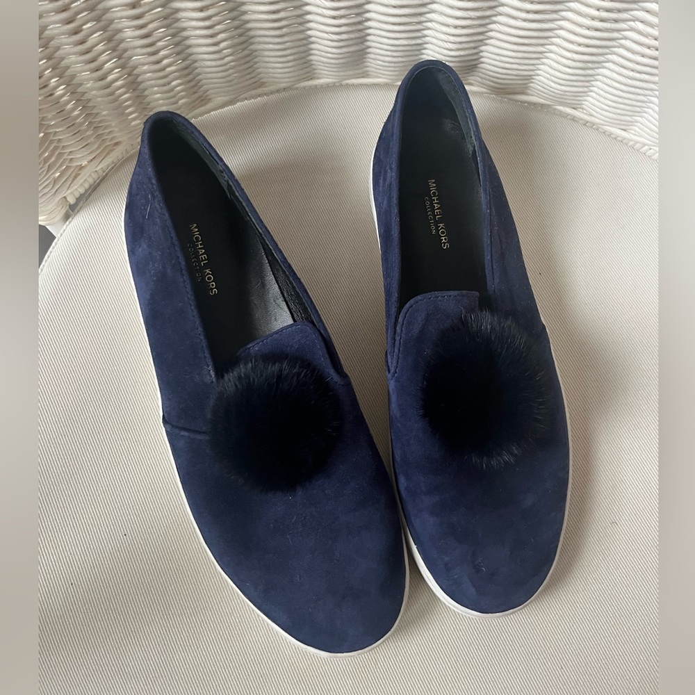 Michael Kors Collection - suede pompom Eddy platform sneaker - size 7